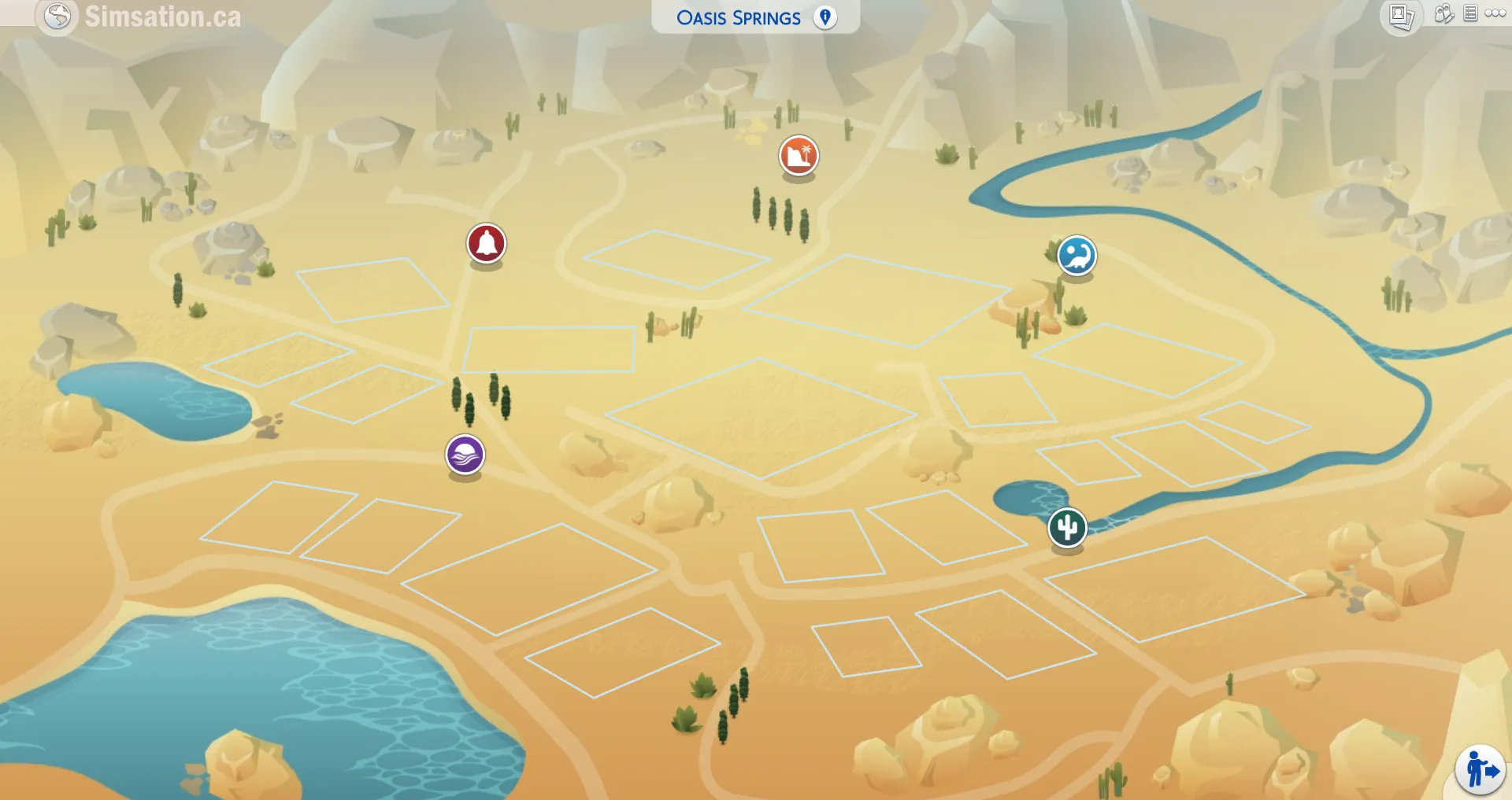 Unlabelled map of Oasis Springs showing bulldozed lots